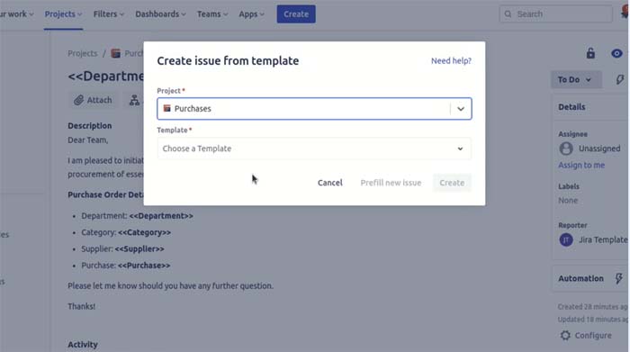 Jira templates